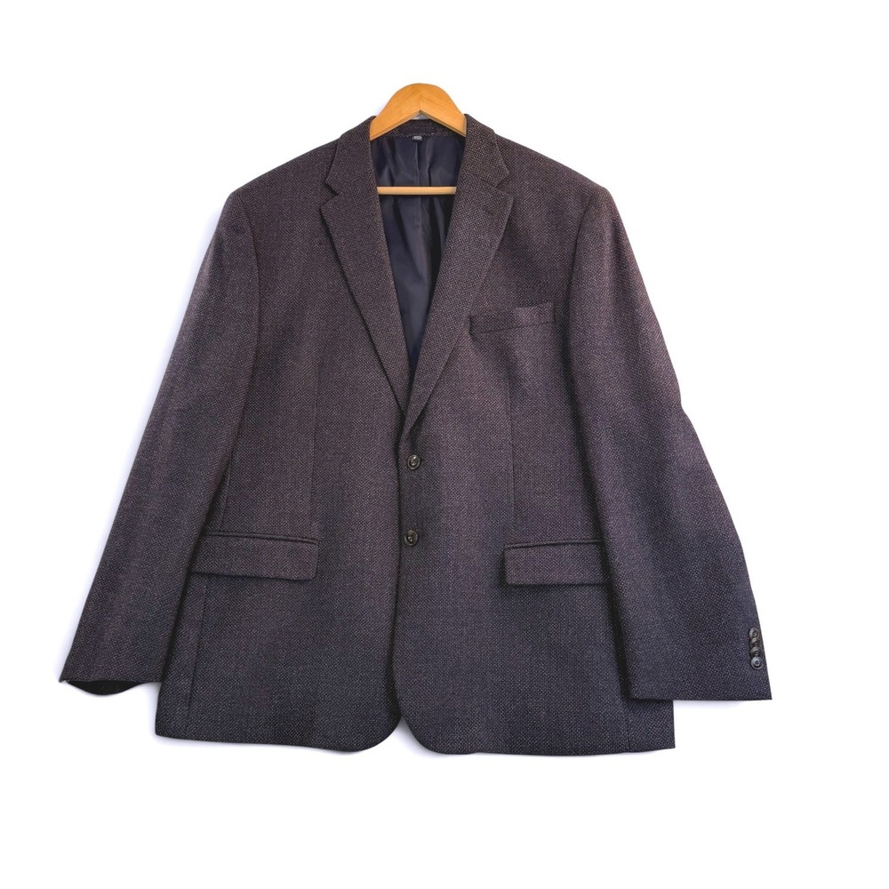 Jos A Bank Blazer 48R Deep Blue/Purple Brown Weave 1905 Wool Blend Sport Coat